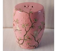 Hltdzer Decoración en Estilo Chino Taburete de Jardín Hueco Decorativo Cerámica Taburete Tambor Cerámica Redonda China Esmaltada Pintado Mano con Flores y Mariposas(D1)