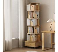 Hltdzer Estante Libros Rotativo de Madera Ajustable con Columna Vertical A 360 ° con Armazón de Madera Maciza Almacenamiento Exhibición Abierto para Estante Libros(A)