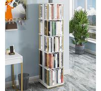 Hltdzer Estantes Libros de Madera Rotables A 360 ° con Patas Metal Estantería Exhibición Moderna Autoportante Rack de Almacenamiento de Exhibición Abierto Estanterías(White,174cm/68.5in)