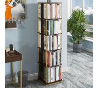 Hltdzer Estantes Libros de Madera Rotables A 360 ° con Patas Metal Estantería Exhibición Moderna Autoportante Rack de Almacenamiento de Exhibición Abierto Estanterías(Walnut Wood Color,174cm/68.5in)