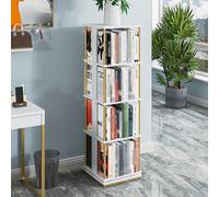 Hltdzer Estantes Libros de Madera Rotables A 360 ° con Patas Metal Estantería Exhibición Moderna Autoportante Rack de Almacenamiento de Exhibición Abierto Estanterías(White,140cm/55.1in)