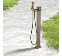 Hltdzer Grifo Columna Cuadrada Acero Inoxidable para Jardín, Columna de Agua Vertical con Grifo Doble Salida de Agua para Lavado y Riego(Bottom Water Inlet,B-80cm/31.5in)