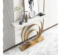 Hltdzer Mesa de Metal Rectangular Resistente Rayones con Marco Geométrico Mesa Industrial para Sofá Detrás del Sofá Mueble de Portal Marco de Hierro Forjado(D,120 * 30 * 80CM/47.2 * 11.8 * 31.5IN)