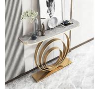 Hltdzer Mesa de Metal Rectangular Resistente Rayones con Marco Geométrico Mesa Industrial para Sofá Detrás del Sofá Mueble de Portal Marco de Hierro Forjado(F,100 * 30 * 80CM/39.4 * 11.8 * 31.5IN)