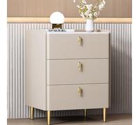 Hltdzer Mesitas de Noche Modernas de Cuero para Dormitorio, Mesitas de Noche de Madera con 3 Cajones y Gran Capacidad, Adecuadas para Sala de Estar, Oficina, Tamaño 45x40x62cm, Color Caqui