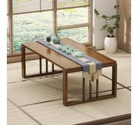 Hltdzer Plegable Mesa Café Tatami Bambú Suelo Japonés Mesa Baja Multifuncional para Comer y Tomar Thé Ahorradora Espacio para Sala Estar, Salón(Non-Foldable)