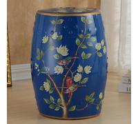 Hltdzer Taburete Jardín Decorativo Tambor Redondo Cerámica Mesas Decorativas Laterales Taburete Jardín Porcelana Esmaltada Pintado Mano para Sala de Estar, Estilo Clásico(Blue)
