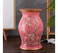 Hltdzer Taburete Tambor Redondo Decorativo Cerámica para Jardín Estilo Chino Taburete Esmaltado Pintado Mano con Flores Mariposas Asiento con Almacenamiento en El Interior(G)