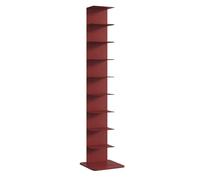Hltdzer Torre Estantería Moderna de Columna Metálica Abierta con Defensas para Organizador de Libros Estantería de Exhibición Estrecha Autoportante para Espacios Pequeños(Red,9-Layer)