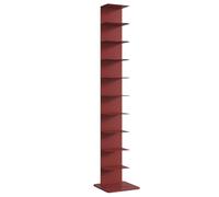 Hltdzer Torre Estantería Moderna de Columna Metálica Abierta con Defensas para Organizador de Libros Estantería de Exhibición Estrecha Autoportante para Espacios Pequeños(Red,10-Layer)
