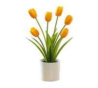 HLTER Tulipanes artificiales naranjas en maceta, 13.7 tulipanes de tacto real en florero, ramos de flores falsas, arreglos de boda, decoración del hogar