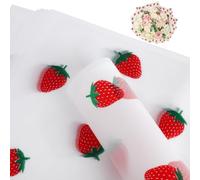 HLTOO 20 hojas de papel de regalo de flores, papel de embalaje floral con patrón de fresas, para bodas, fiestas, día de la madre, cumpleaños y suministros de floristería para manualidades (blanco)