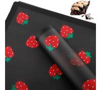 HLTOO 20 hojas de papel de regalo de flores, papel de embalaje floral con patrón de fresas, para bodas, fiestas, día de la madre, cumpleaños y suministros de floristería para manualidades (negro y