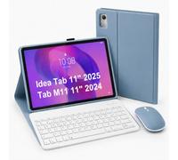 HLTOOP Funda con teclado para Lenovo Idea Tab 11'' 2025 TB336ZU/TB336FU/ Tab M11 2024/ K11, QWERTZ alemán, funda delgada de poliuretano con teclado inalámbrico extraíble magnético, ratón para tableta