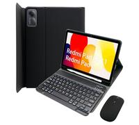 HLTOOP Funda Teclado para Xiaomi Redmi Pad SE 11 Pulgadas 2023/Redmi Pad 2 2025, Diseño Ñ Español, Cubierta Delgada De PU con Teclado Inalámbrico Desmontable Magnéticamente, Ratón para Tableta,Negro