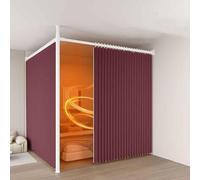 HLTQL Cortina divisoria para Habitaciones，con Barra telescópica，Bloque divisorio para Dormitorio, Cortina divisoria sin Taladro, Cortina Opaca Divisor de habitación, Dormitorio(A5,1.5m/1.5m)