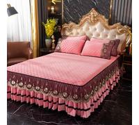 HLTQL cubrecanapes Cama 150x200 Cubre somier 150 Falda de Cama con Volante faldones de Cama cubrecanape con Borde de Encaje(#4,120x200cm)