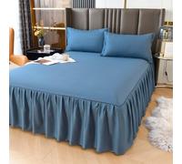 HLTQL Falda De Cama Color SóLido con Volante Faldones De Cama 180/200/150/120 Fundas For Camas De Dormitorio Funda De ColchóN Antideslizante SáBana(#4,180x220cm)