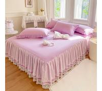 HLTQL Falda De Cama con Volante Cubre Somier Cubre Canape Cubrecanapes Cama Desmontable Y Lavable Faldones De Cama 180x200 con Borde De Encaje(#6,180x200cm)