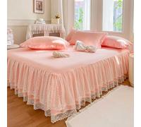 HLTQL Falda De Cama con Volante Cubre Somier Cubre Canape Cubrecanapes Cama Desmontable Y Lavable Faldones De Cama 180x200 con Borde De Encaje(#5,150x200cm)