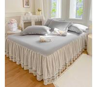 HLTQL Falda De Cama con Volante Cubre Somier Cubre Canape Cubrecanapes Cama Desmontable Y Lavable Faldones De Cama 180x200 con Borde De Encaje(#2,150x200cm)