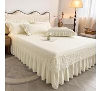 HLTQL Falda De Cama con Volante Encaje Faldones De Cama 180x200 Cubrecanapes Cama SáBana De Cama DecoracióN para Single Queen King(#4,pillowcaseX2)
