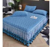 HLTQL Faldones De Cama 180x200 Falda De Cama con Volante Cubre Somier Fundas De Colchon SáBanas Lavables A MáQuina(#4,Pillowcase X2)