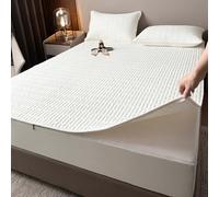 HLTQL Funda De ColchóN con Cremallera Acolchada Funda ColchóN Cremallera Funda Protector Colchon SáBana Bajera Transpirable Lavable CubrecolchóN (#White,180x200+15cm)