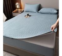 HLTQL Funda De ColchóN con Cremallera Acolchada Funda ColchóN Cremallera Funda Protector Colchon SáBana Bajera Transpirable Lavable CubrecolchóN (#Blue,180x220+25cm)