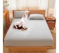 HLTQL Funda De Colchon Protector Colchon Sábana Bajera Acolchada De Soja, De Una Sola Pieza, Gruesa, Antideslizante, Antipolvo, Protector De Colchón.(07,150X190cm)