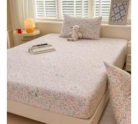 HLTQL Sábana Bajera Ajustable Colchones Decorativa Nórdico Impresión Microfibra Suave Transpirable Tela Elástico en el Borde Bolsillo Profundo 25cm(#11,90x200cm)