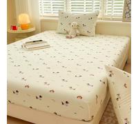 HLTQL Sábana Bajera Ajustable Colchones Decorativa Nórdico Impresión Microfibra Suave Transpirable Tela Elástico en el Borde Bolsillo Profundo 25cm(#4,120x200cm)