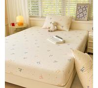 HLTQL Sábana Bajera Ajustable Colchones Decorativa Nórdico Impresión Microfibra Suave Transpirable Tela Elástico en el Borde Bolsillo Profundo 25cm(#6,150x200cm)