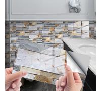 HLTQL Salpicadero Cocina PVC Revestimiento Pared Adhesivo Azulejos Adhesivos Cocina Pared Baldosas Adhesivas Pared Piedra Pegatinas Decorativas para Azulejos De Cocina(#5,24pcs)