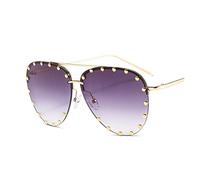 HLVDLSNI Gafas de sol de gran tamaño para mujer, marca de moda clásica, remache sin montura gafas de sol para mujer, gafas de sol para mujer, gafas de metal, Gris dorado, talla única