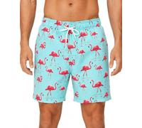 HLVEXH Hombres Rosado Flamenco Navegar Pantalones Cortos con Liner Gracioso Nadando Bañador Retro Banda elástica Cordón Pantalones Cortos para los Hombres