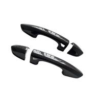 HLWXMDZ Cubierta De Manija Puerta Fibra Carbono Real Estilo 2D Con 2 Orificios Para Llave Inteligente 4 Piezas Para Ford Para Mustang 2018-2022 Tiradores Exteriores De Coche