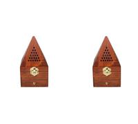 Hlxnyami 2X Quemador de Incienso de Madera de Madera de Agar Caja de SáNdalo Quemador de Aromaterapia Antiguo Caja de Incienso Hueca PiráMide Creativa