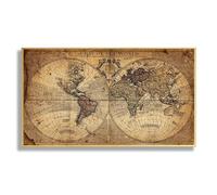 HLYEHDIAD - Lienzo antiguo con mapa del mundo, diseño vintage de tierra, arte de pared, póster de sala de estar, impresión en lienzo, oficina en casa, estudio, decoración de pared, 70 x 100 cm, sin