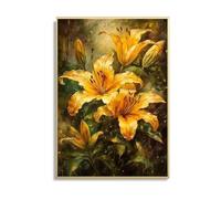 HLYEHDIAD - Lienzo decorativo para pared, diseño de lirio dorado, póster abstracto, arte nórdico, botánico, pintura moderna para la pared adecuada para decoración del hogar, sin marco (70 x 120 cm)