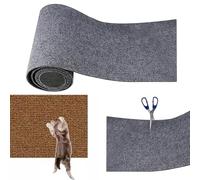 HLYICRQ Cat Scratching Mat, Trimmable Self-Adhesive Carpet Mat Pad, Cat Carpet Replacement for Cat Tree, Cat Scratch Furniture Protector Couch (S,Grey)