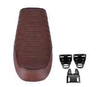 Hlyjoon asiento de motocicleta de cuero PU vintage café Racer asiento motocicleta cojín de sillín plano con soportes de montaje para reemplazo para CG125 GN CG CB750 SR400 SR500 XJ XS KZ (estilo