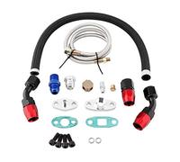 Hlyjoon Turbo Charger Kit de alimentación de aceite + retorno de drenaje Kit 1/8 NPT AN10 adaptador brida para T3 T4 GT35 T70 T66 Turbo