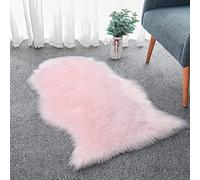 HLZDH Oveja de Piel sintética Felpudo Alfombra Antideslizante Lujosa Suave Lana Artificial Alfombra para salón Dormitorio baño sofá Silla cojín (Rosa, 80 X 50 CM)