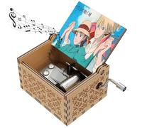 HLZK Anime Howl Caja de música de manivela de mano, cajas musicales talladas antiguas de madera de Howls Sophie para cumpleaños, Navidad/Año Nuevo (Estilo-Madera-B)