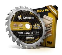HM Hoja de sierra circular 160x20 16 Z24 de dientes intercambiables para madera con batería - Polivalente. Hoja de sierra de 160 mm + anillo reductor de 16 a 20 mm. 160x20 160x16 compatible con Bosch
