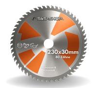 HM - Hoja de sierra circular (230 x 30 mm, 80 dientes, para aluminio y plástico, compatible con todas las sierras circulares comunes como sierra de mesa, sierra circular de mano y sierra para madera