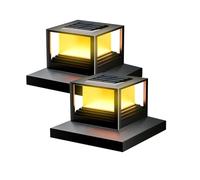 HMAKGG Farola Solar Exterior, 2 Piezas Luces Exterior Sobremuro, Luz Solar para Postes de Valla 8x8 9x9 10x10cm, IP65 Impermeable, 2 Modos, para Jardín Valla Terraza Postes de Madera