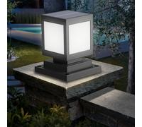 HMAKGG Farola Solar Exterior, LED Luz Solar Sobremuro, 6000K Luces Exterior Jardin en ABS, 2200mAh, IP45 Poste Luz Jardín Square para Valla Patio, Luz Blanca, Negro