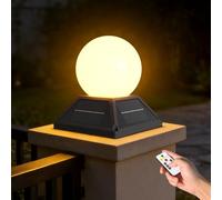 HMAKGG Farola Solar Exterior, LED Luz Solar Sobremuro con Remoto & Temporizador, 2400mAh, 3000-6000K, Impermeable IP65, Bola Farolas Exterior Jardin para Patio Vallas, Negro